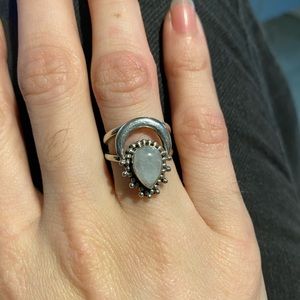Sterling silver moonstone moon crescent ring